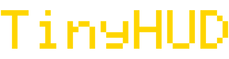 TinyHUD logo, yellow pixel wordmark