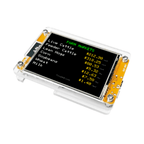 Farm markets angled: Angled view of TinyHUD desk display showing live farm market prices for cattle, hogs, corn, soybeans, wheat and milk